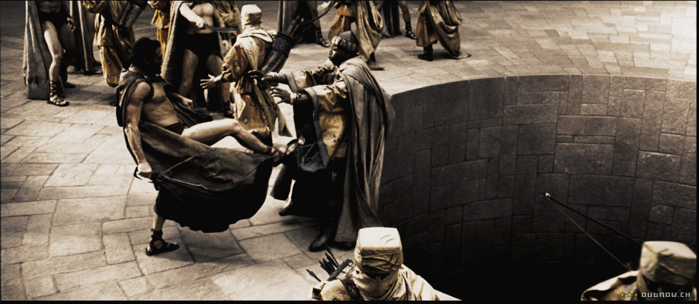 In the 2004 hit movie 'This is Sparta!', a messenger of Xerxes is kicked  into a giant hole by King Leonidas. This is because he's in Sparta. :  r/shittymoviedetails